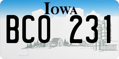 IA license plate BCO231