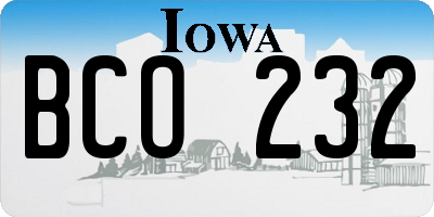 IA license plate BCO232
