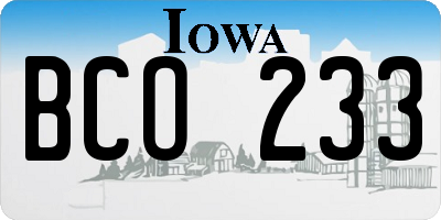 IA license plate BCO233