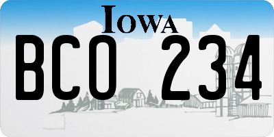 IA license plate BCO234