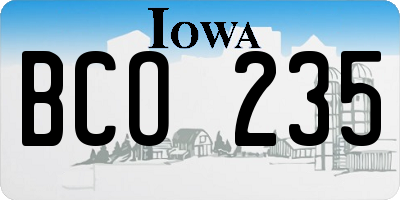 IA license plate BCO235