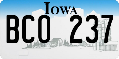 IA license plate BCO237