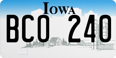 IA license plate BCO240