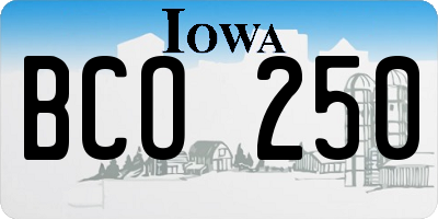 IA license plate BCO250