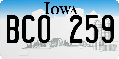 IA license plate BCO259