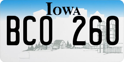 IA license plate BCO260