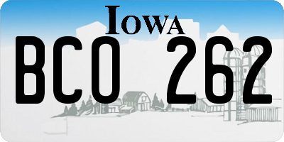 IA license plate BCO262