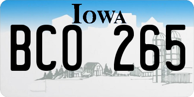 IA license plate BCO265