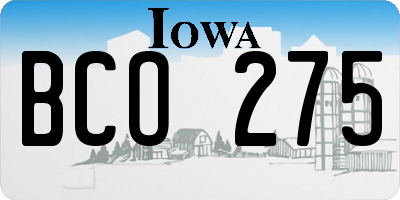 IA license plate BCO275