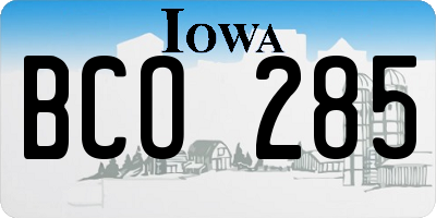 IA license plate BCO285