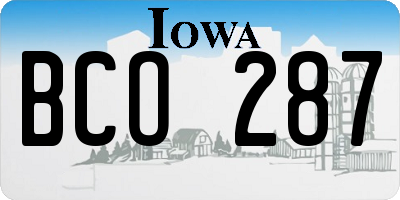 IA license plate BCO287