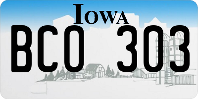 IA license plate BCO303