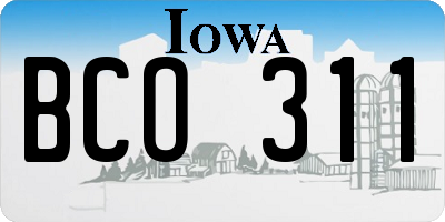 IA license plate BCO311