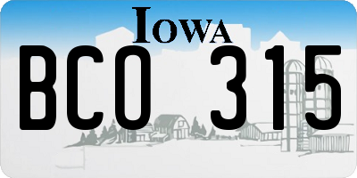 IA license plate BCO315