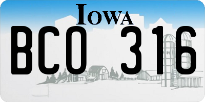 IA license plate BCO316