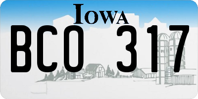 IA license plate BCO317