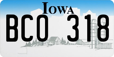 IA license plate BCO318