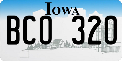 IA license plate BCO320