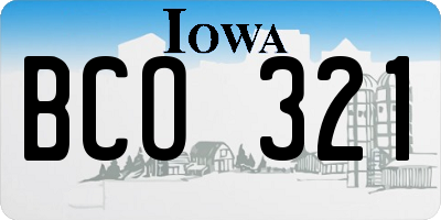 IA license plate BCO321