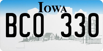 IA license plate BCO330