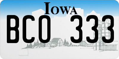 IA license plate BCO333
