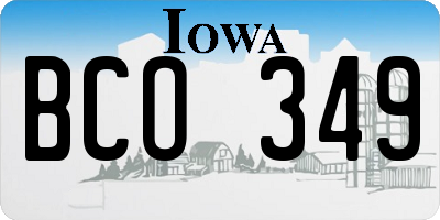 IA license plate BCO349