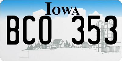 IA license plate BCO353