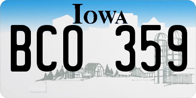IA license plate BCO359