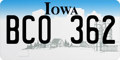 IA license plate BCO362