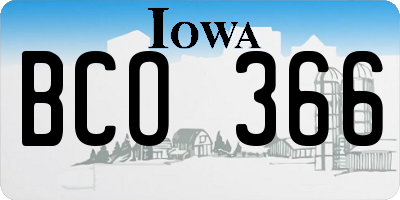 IA license plate BCO366