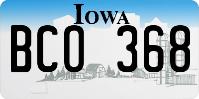 IA license plate BCO368