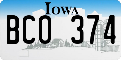 IA license plate BCO374
