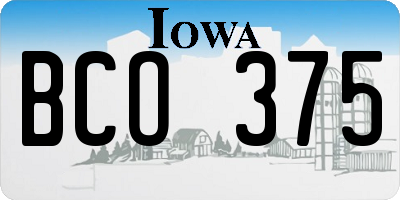 IA license plate BCO375