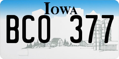 IA license plate BCO377