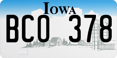 IA license plate BCO378