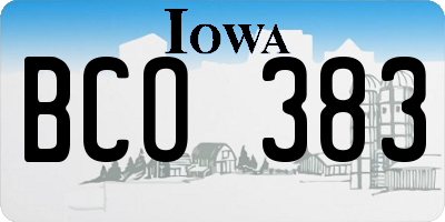 IA license plate BCO383