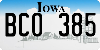 IA license plate BCO385