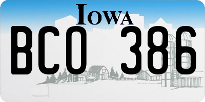 IA license plate BCO386