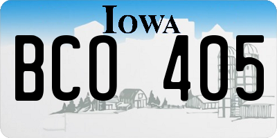 IA license plate BCO405