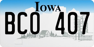 IA license plate BCO407