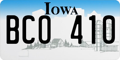 IA license plate BCO410
