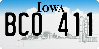 IA license plate BCO411