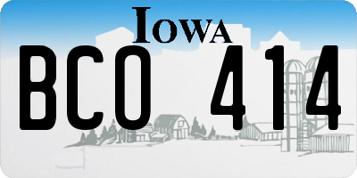 IA license plate BCO414