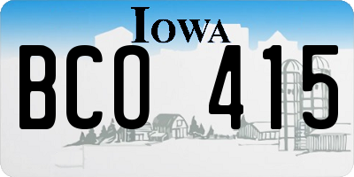 IA license plate BCO415