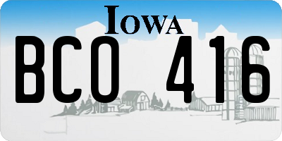 IA license plate BCO416