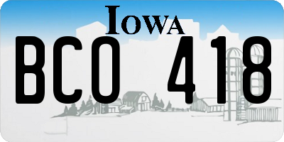 IA license plate BCO418