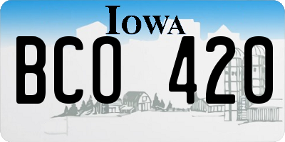 IA license plate BCO420