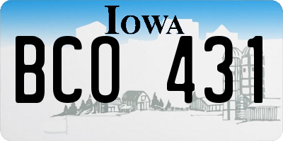 IA license plate BCO431