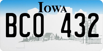 IA license plate BCO432