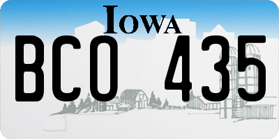 IA license plate BCO435